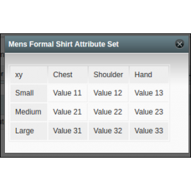 Product Size chart - Magento ® Extensions