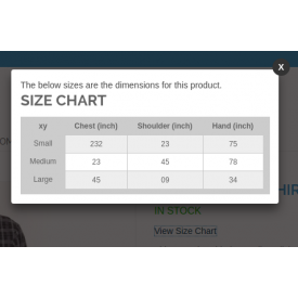 Product Size chart - Magento ® Extensions